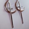 Moon & Sword Earrings - silver plated crescent moon + long blade dangle earrings