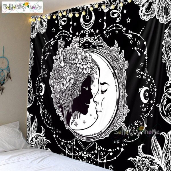 Moon Tapestry Wall Hanging Astrology Divination The Goddess Of Flowers And The Tarot Card Bedspread Beach Mat