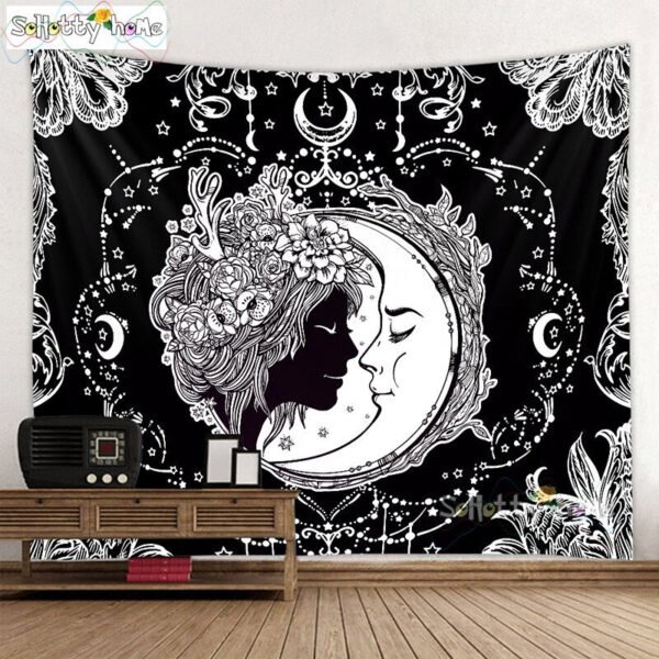 Moon Tapestry Wall Hanging Astrology Divination The Goddess Of Flowers And The Tarot Card Bedspread Beach Mat