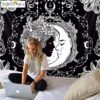 Moon Tapestry Wall Hanging Astrology Divination The Goddess Of Flowers And The Tarot Card Bedspread Beach Mat