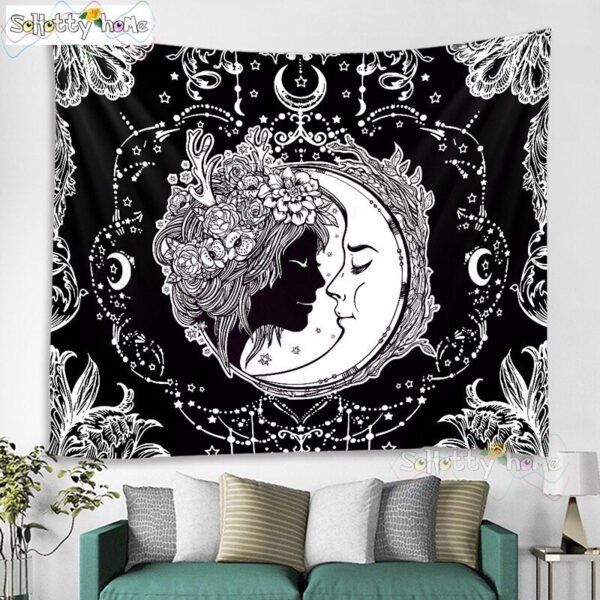 Moon Tapestry Wall Hanging Astrology Divination The Goddess Of Flowers And The Tarot Card Bedspread Beach Mat
