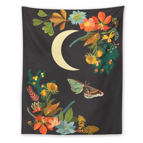 Moon Tapestry Wall Hanging Bohemian Gypsy Psychedelic Tapiz Black Sun Witchcraft Divination Tapestry Butterfly Decor