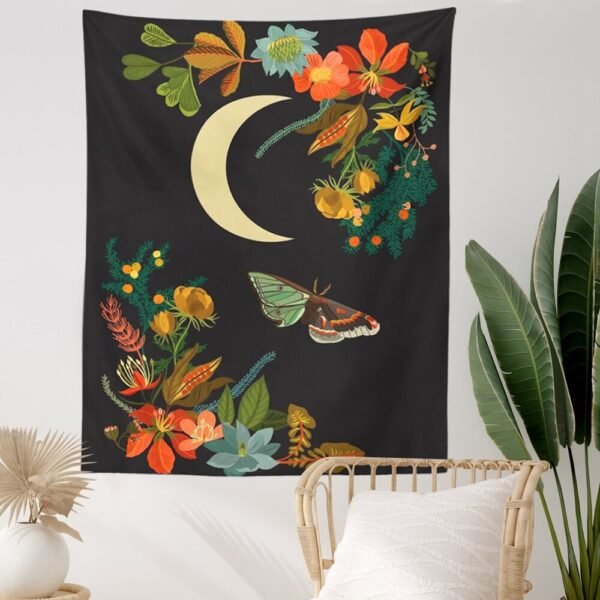 Moon Tapestry Wall Hanging Bohemian Gypsy Psychedelic Tapiz Black Sun Witchcraft Divination Tapestry Butterfly Decor