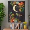 Moon Tapestry Wall Hanging Bohemian Gypsy Psychedelic Tapiz Black Sun Witchcraft Divination Tapestry Butterfly Decor