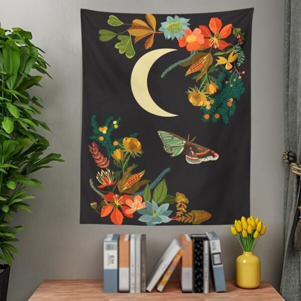Moon Tapestry Wall Hanging Bohemian Gypsy Psychedelic Tapiz Black Sun Witchcraft Divination Tapestry Butterfly Decor