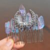 Moon crystal hair comb natural crystal diy moon raw crystal crown headband Wicca accessories witch wedding party birthday gift