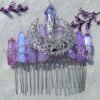 Moon crystal hair comb natural crystal diy moon raw crystal crown headband Wicca accessories witch wedding party birthday gift