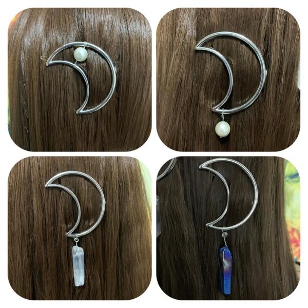 Moon hairpin stars pearls witchcraft accessories natural raw crystal hairpin accessories hair hairpin witch gothic bridal gifts