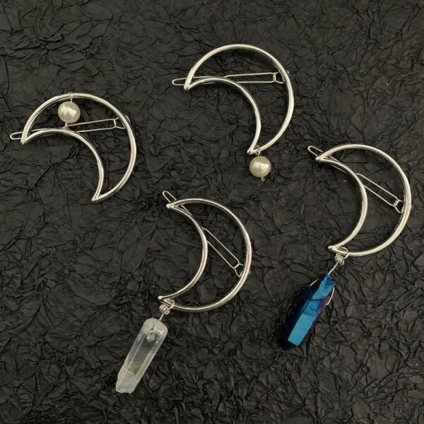 Moon hairpin stars pearls witchcraft accessories natural raw crystal hairpin accessories hair hairpin witch gothic bridal gifts