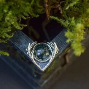 Moss Agate Necklace -Antlers Pendant, Inspirational, Gift for Him, Best Friend Gift, Witchy