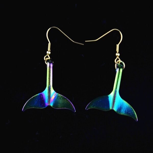 Multicolor Psychedelic Mermaid Tail Necklace Whale Tail Pendant Cute Animal