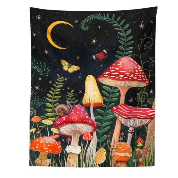 Mushroom Tapestry Moon and Star Tapestry Boho Vertical Tapestry Aesthetic tapestries Wall Hanging for Bedroom