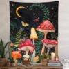 Mushroom Tapestry Moon and Star Tapestry Boho Vertical Tapestry Aesthetic tapestries Wall Hanging for Bedroom