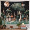 Mushroom Tapestry Moon and Stars Tapestry Snail Tapestry Fantasy Plants and Leaves Tapestry Wall Hanging for Room