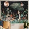 Mushroom Tapestry Moon and Stars Tapestry Snail Tapestry Fantasy Plants and Leaves Tapestry Wall Hanging for Room