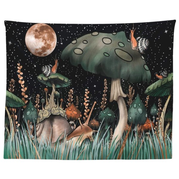 Mushroom Tapestry Moon and Stars Tapestry Snail Tapestry Fantasy Plants and Leaves Tapestry Wall Hanging for Room