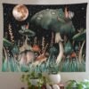Mushroom Tapestry Moon and Stars Tapestry Snail Tapestry Fantasy Plants and Leaves Tapestry Wall Hanging for Room