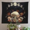 Mushroom Tapestry Wall Hanging Moon Phase Tapestry Boho Vertical Tapestry Aesthetic Tapestries for Bedroom Living Room Decor