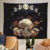 Mushroom Tapestry Wall Hanging Moon Phase Tapestry Boho Vertical Tapestry Aesthetic Tapestries for Bedroom Living Room Decor