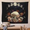 Mushroom Tapestry Wall Hanging Moon Phase Tapestry Boho Vertical Tapestry Aesthetic Tapestries for Bedroom Living Room Decor