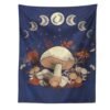 Mushroom Tapestry Wall Hanging Moon Phase Tapestry Boho Vertical Tapestry Aesthetic Tapestries for Bedroom Living Room Decor