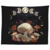 Mushroom Tapestry Wall Hanging Moon Phase Tapestry Boho Vertical Tapestry Aesthetic Tapestries for Bedroom Living Room Decor