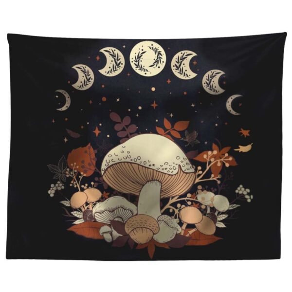 Mushroom Tapestry Wall Hanging Moon Phase Tapestry Boho Vertical Tapestry Aesthetic Tapestries for Bedroom Living Room Decor
