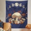 Mushroom Tapestry Wall Hanging Moon Phase Tapestry Boho Vertical Tapestry Aesthetic Tapestries for Bedroom Living Room Decor