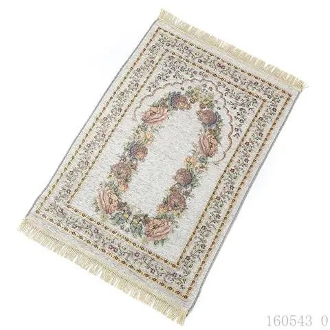 Muslim Floor Rug Ramadan Worship Blanket Chenille Prayer Mat With Tassel Sajadah 100x70cm