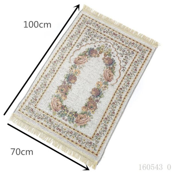 Muslim Floor Rug Ramadan Worship Blanket Chenille Prayer Mat With Tassel Sajadah 100x70cm