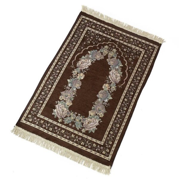 Muslim Floor Rug Ramadan Worship Blanket Chenille Prayer Mat With Tassel Sajadah 100x70cm