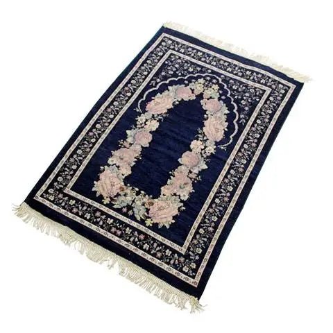 Muslim Floor Rug Ramadan Worship Blanket Chenille Prayer Mat With Tassel Sajadah 100x70cm