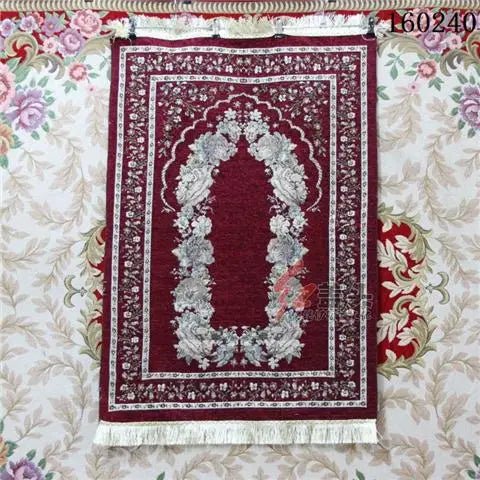 Muslim Floor Rug Ramadan Worship Blanket Chenille Prayer Mat With Tassel Sajadah 100x70cm