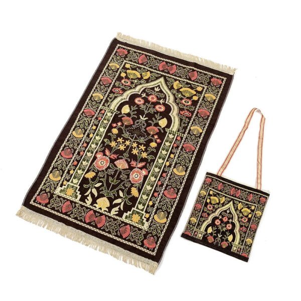 Muslim Worship Mat Prayer Blanket Travel Chenille Rug With Bag Islamic Eid Decoration Islam Carpet Portable