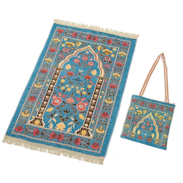 Muslim Worship Mat Prayer Blanket Travel Chenille Rug With Bag Islamic Eid Decoration Islam Carpet Portable