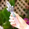 Muy Bien Healing Quartz Crystal Wicca Magic Scepter Natural Obsidian Double Point Stick Divination Energy Gemstone Home Decor