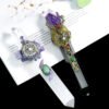Muy Bien Healing Quartz Crystal Wicca Magic Scepter Natural Obsidian Double Point Stick Divination Energy Gemstone Home Decor