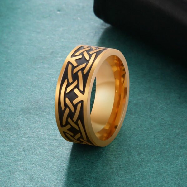 My Shape Viking Celtics Knot Ring For Men Women Black Color Geometric Stainless Steel Finger Rings Vintage Male Jewelry Anillos - Rings