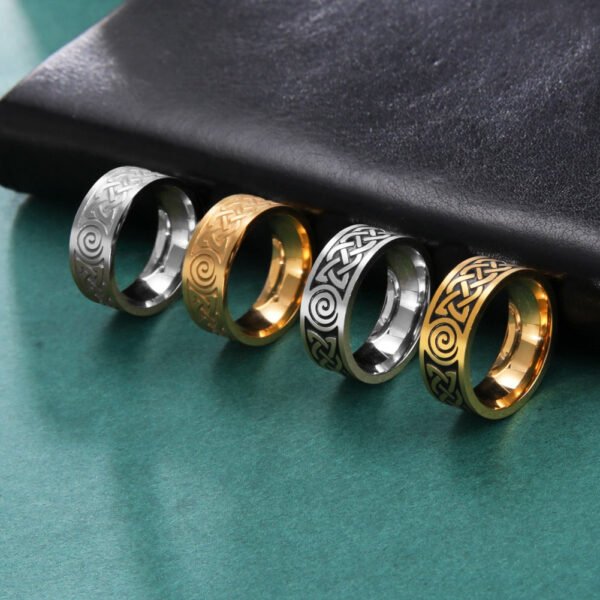 My Shape Viking Celtics Knot Ring For Men Women Black Color Geometric Stainless Steel Finger Rings Vintage Male Jewelry Anillos - Rings