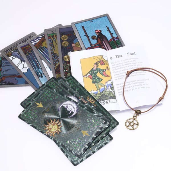 Mysterious Divination Gold Foil Tarot Blue Sun Moon Table Game Waterproof and Wear-resistant Gift Box Luxury Instruction Manual