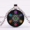 Mysterious Metatron Cube Necklace Sacred Geometry Flower of Life Glass Pendants