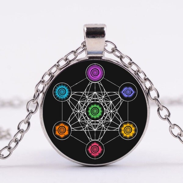 Mysterious Metatron Cube Necklace Sacred Geometry Flower of Life Glass Pendants