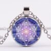 Mysterious Metatron Cube Necklace Sacred Geometry Flower of Life Glass Pendants
