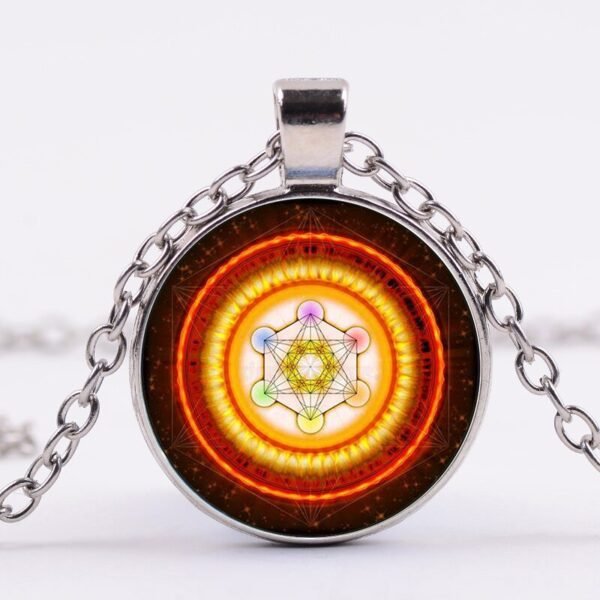 Mysterious Metatron Cube Necklace Sacred Geometry Flower of Life Glass Pendants