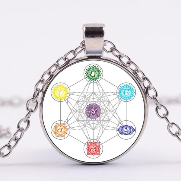 Mysterious Metatron Cube Necklace Sacred Geometry Flower of Life Glass Pendants