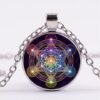 Mysterious Metatron Cube Necklace Sacred Geometry Flower of Life Glass Pendants