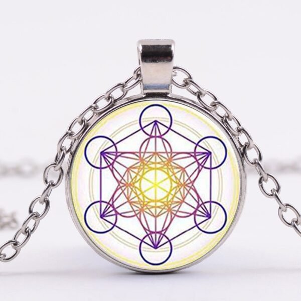 Mysterious Metatron Cube Necklace Sacred Geometry Flower of Life Glass Pendants