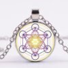Mysterious Metatron Cube Necklace Sacred Geometry Flower of Life Glass Pendants