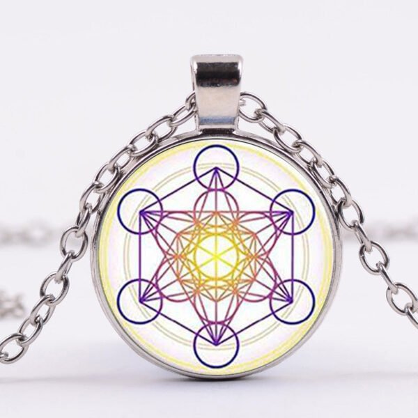 Mysterious Metatron Cube Necklace Sacred Geometry Flower of Life Glass Pendants