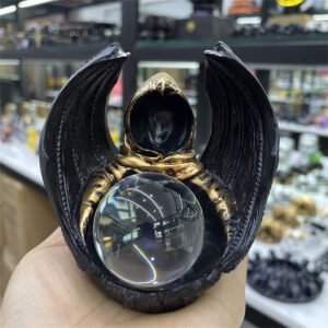 Mysterious Ninja Bat Sculpture Resin Crafts Ornaments Desktop Home Decor Crystal Ball Base Suitable for 4-6cm Balls